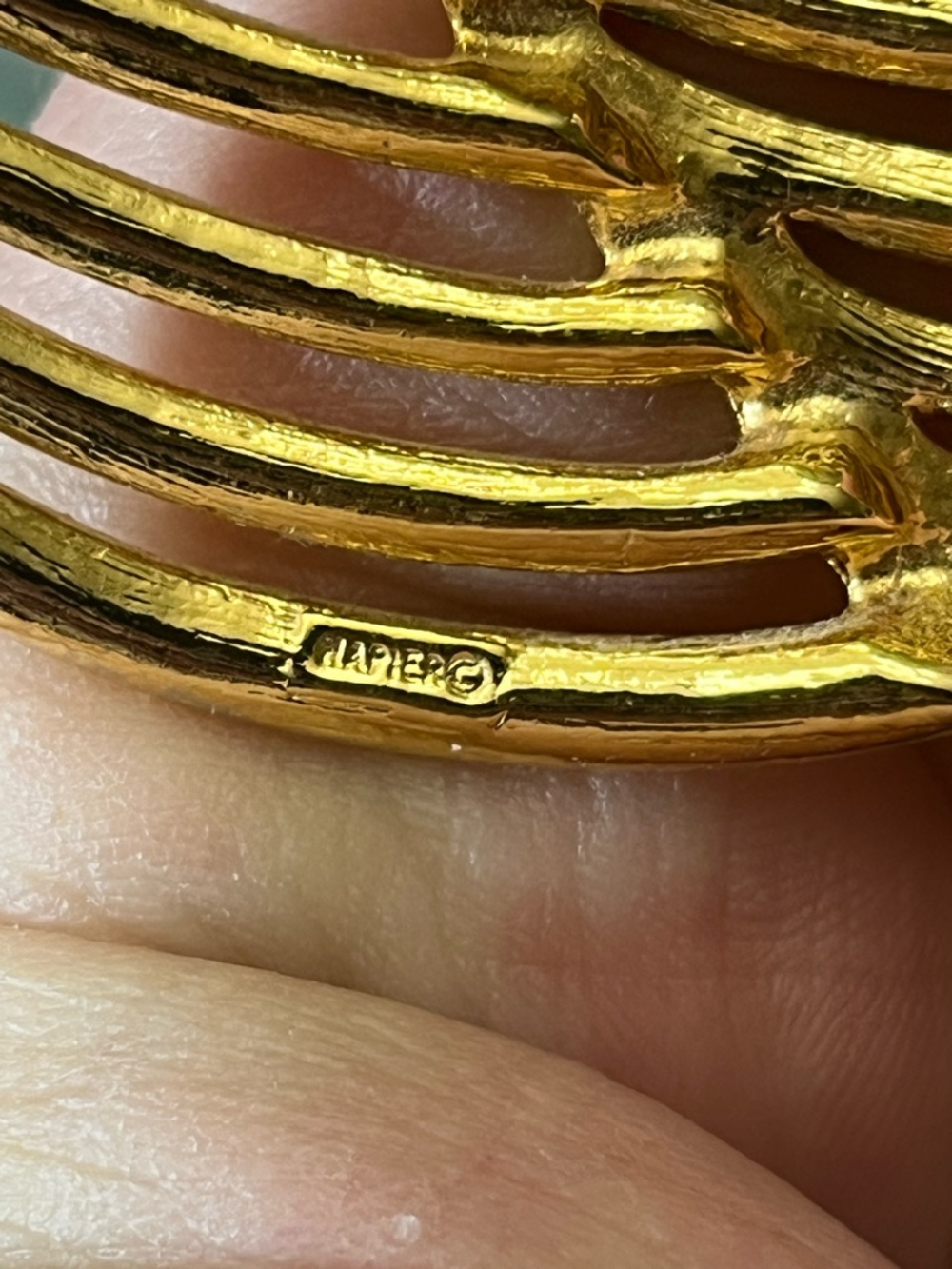 Napier Goldtone Structural Collar Necklace Statement Ribbed Bib Vintage 90s - Picture 4 of 9